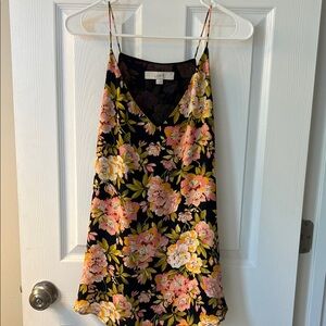LOFT Floral V-Neck Dress with Spaghetti Straps